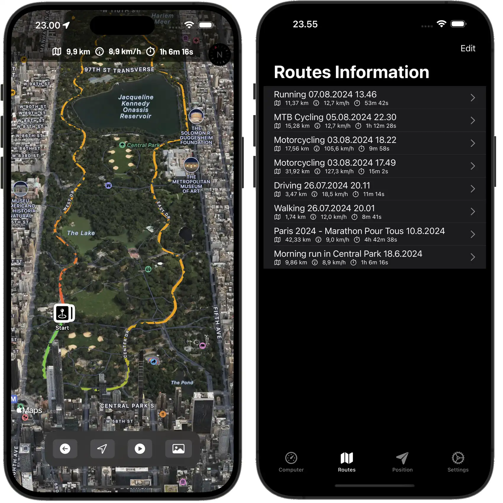 Routes view Central Park